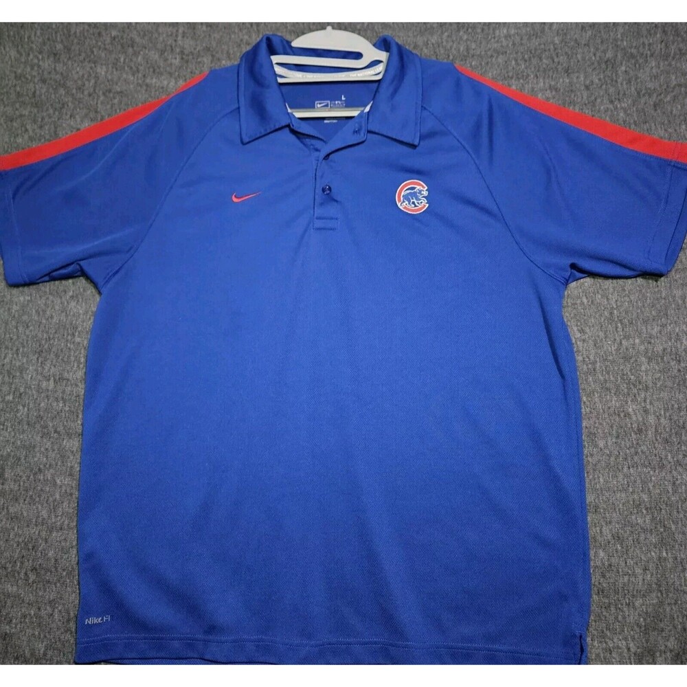 Nike Chicago Cubs Polo Shirt Mens Large Blue Performance Baseball Authentic MLB